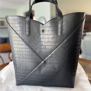 NEW NOTIQ MASQ Black Croco Luxe Vegan Leather Work Tote